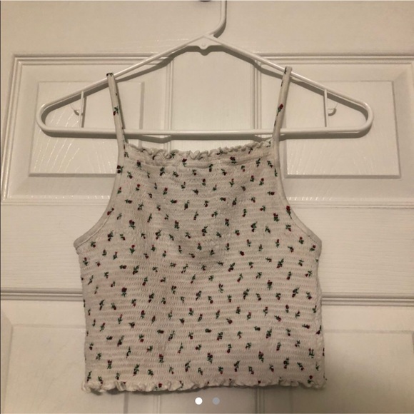 Forever 21 Floral Lettuce Edge Tank Top